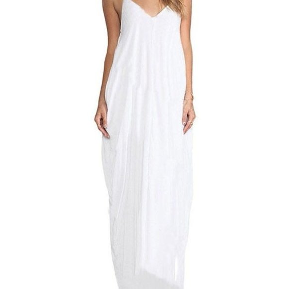 BOHO/SOHO Dresses & Skirts - White Beach Cover Up Loose Long Maxi Sun Dress with Pockets